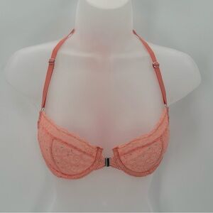 Victoria's Secret Bra Size 32C Dream Angels Unlined Demi Orange Sheer